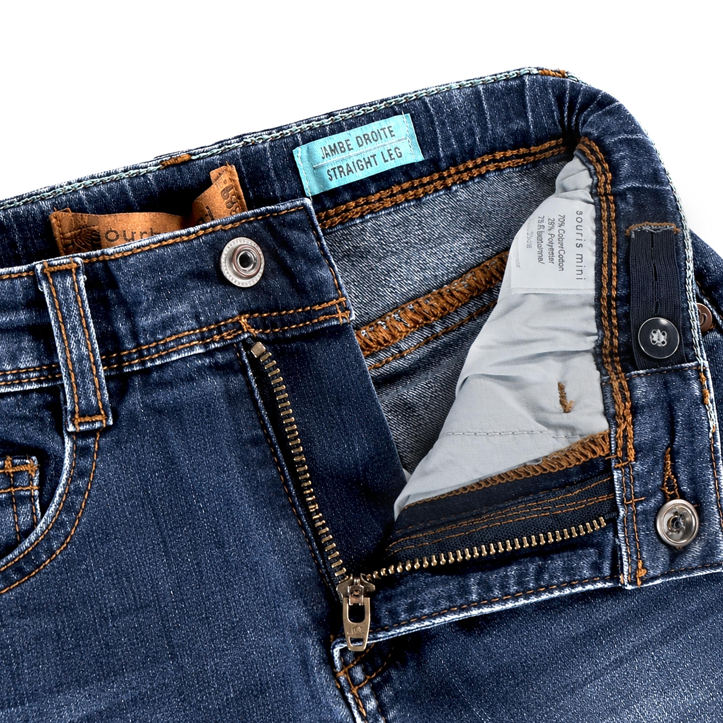 Zoom détails du Pantalon bleu en denim, enfant 