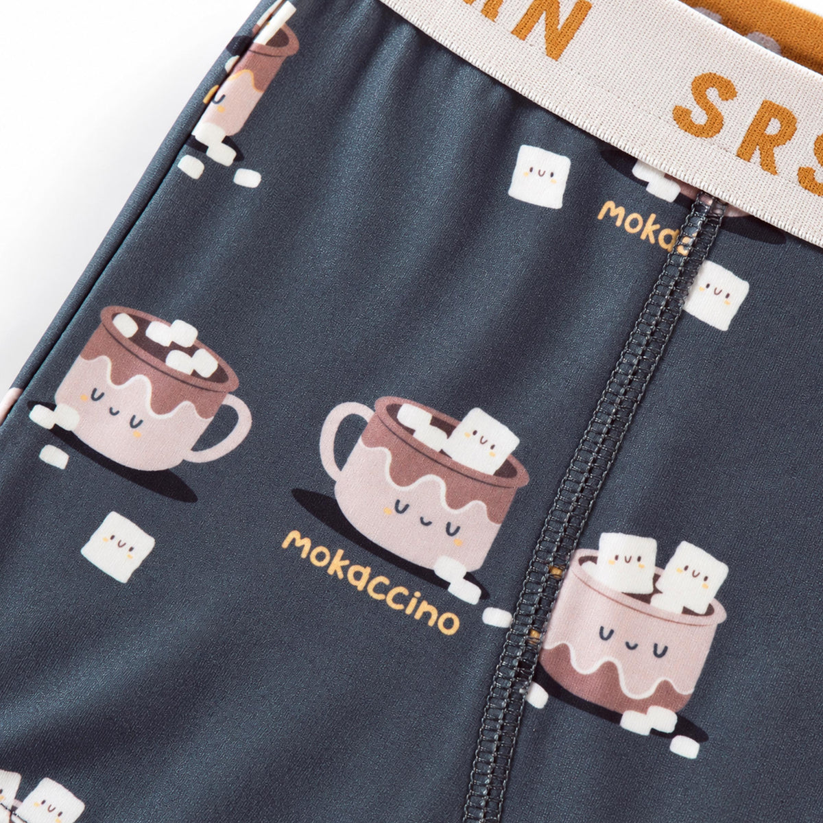 Zoom détails du boxer ajusté gris foncé à motifs de chocolat chaud, enfant - Souris Mini
