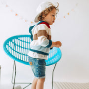 Chandail de maille à manches longues à rayures multicolores, bébé || Multicolored striped long sleeve knit sweater, baby