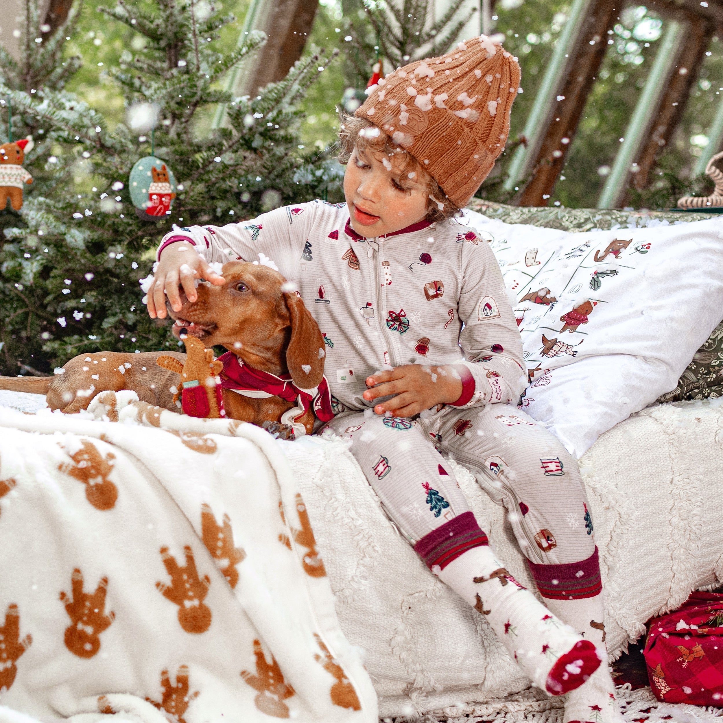 Pyjama des fêtes gris une-pièce en polyester brossé, bébé