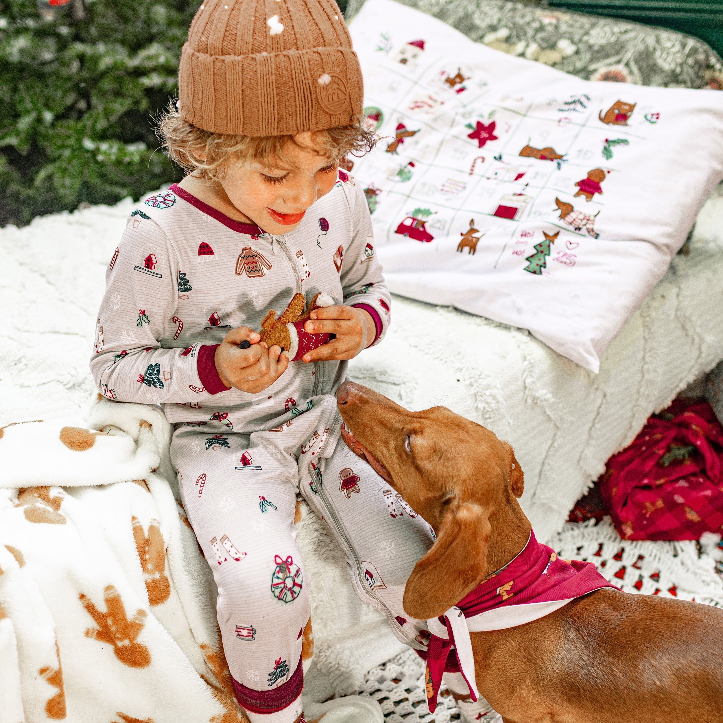 Pyjama des fêtes gris une-pièce en polyester brossé, bébé