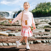 Jupe rose à carreaux en flanelle, enfant || Plaid pink skirt in flannel, child