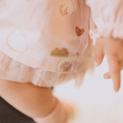 Robe ample rose à motifs de papayes en coton biologique, naissance || Papayas patterned pink loose fit dress in organic cotton, newborn