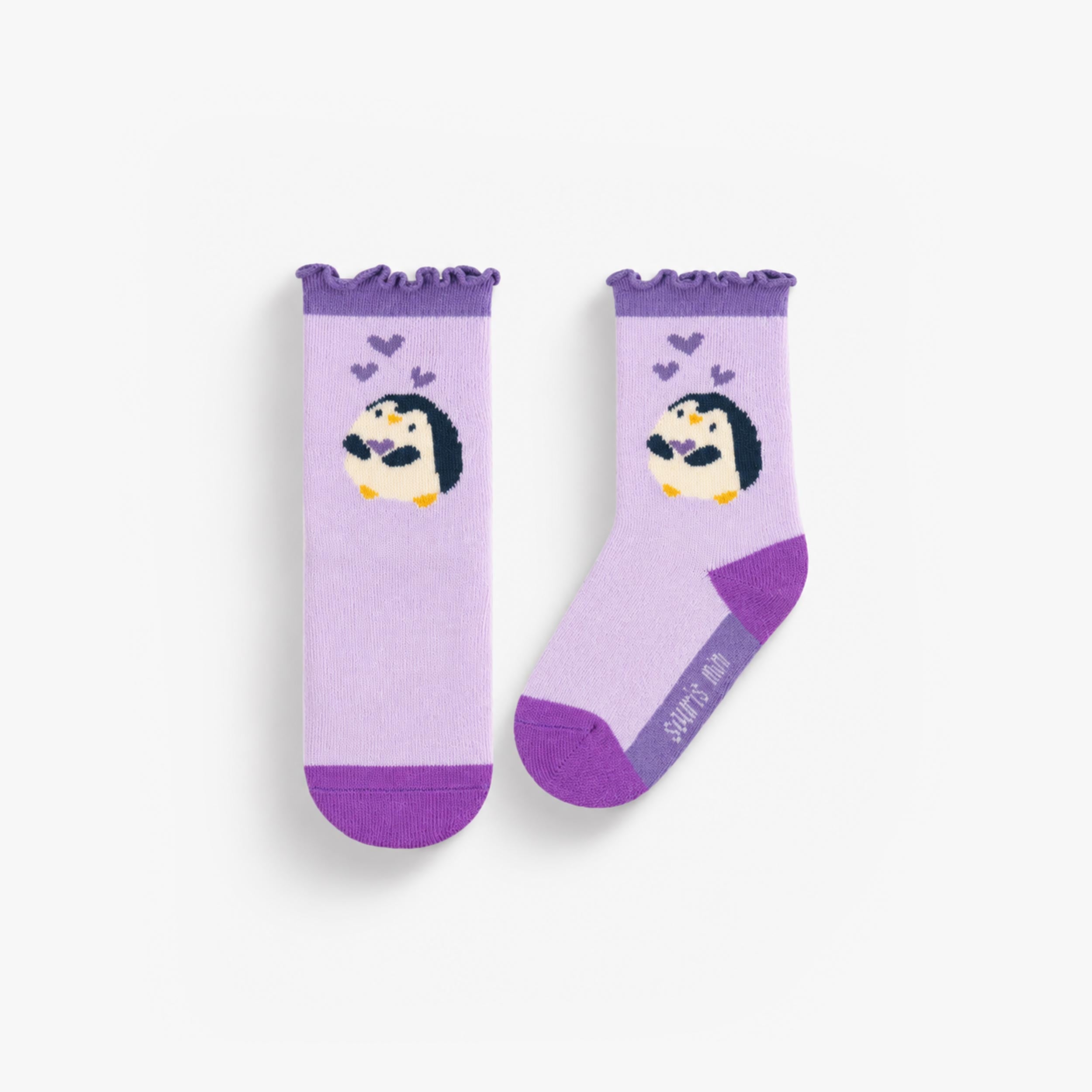 Paire de chaussettes bébé lavande avec motif hérisson et petits cœurs violets - Souris Mini