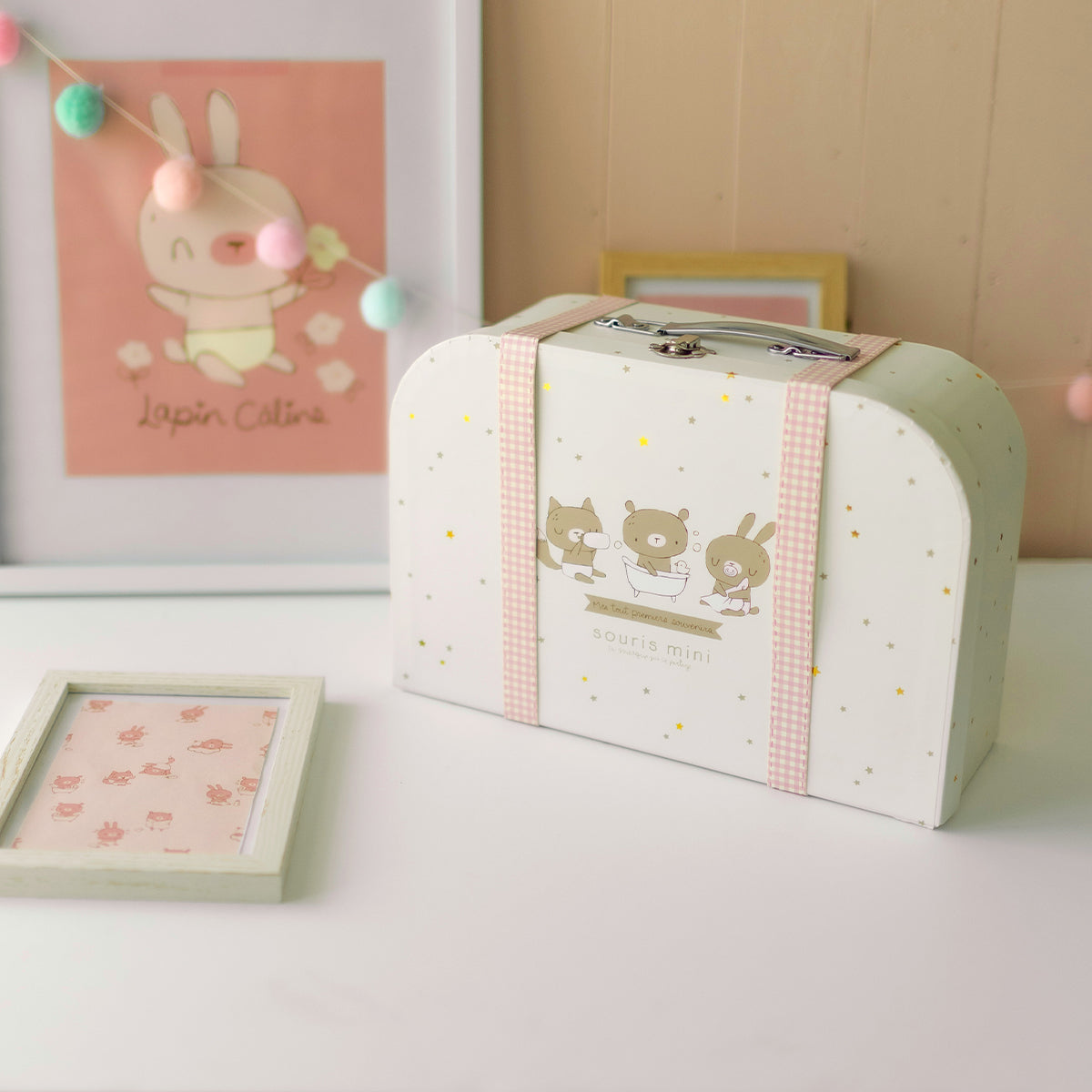 Coffret cadeau rose et crème « Le Premium » (14 pièces), naissance 