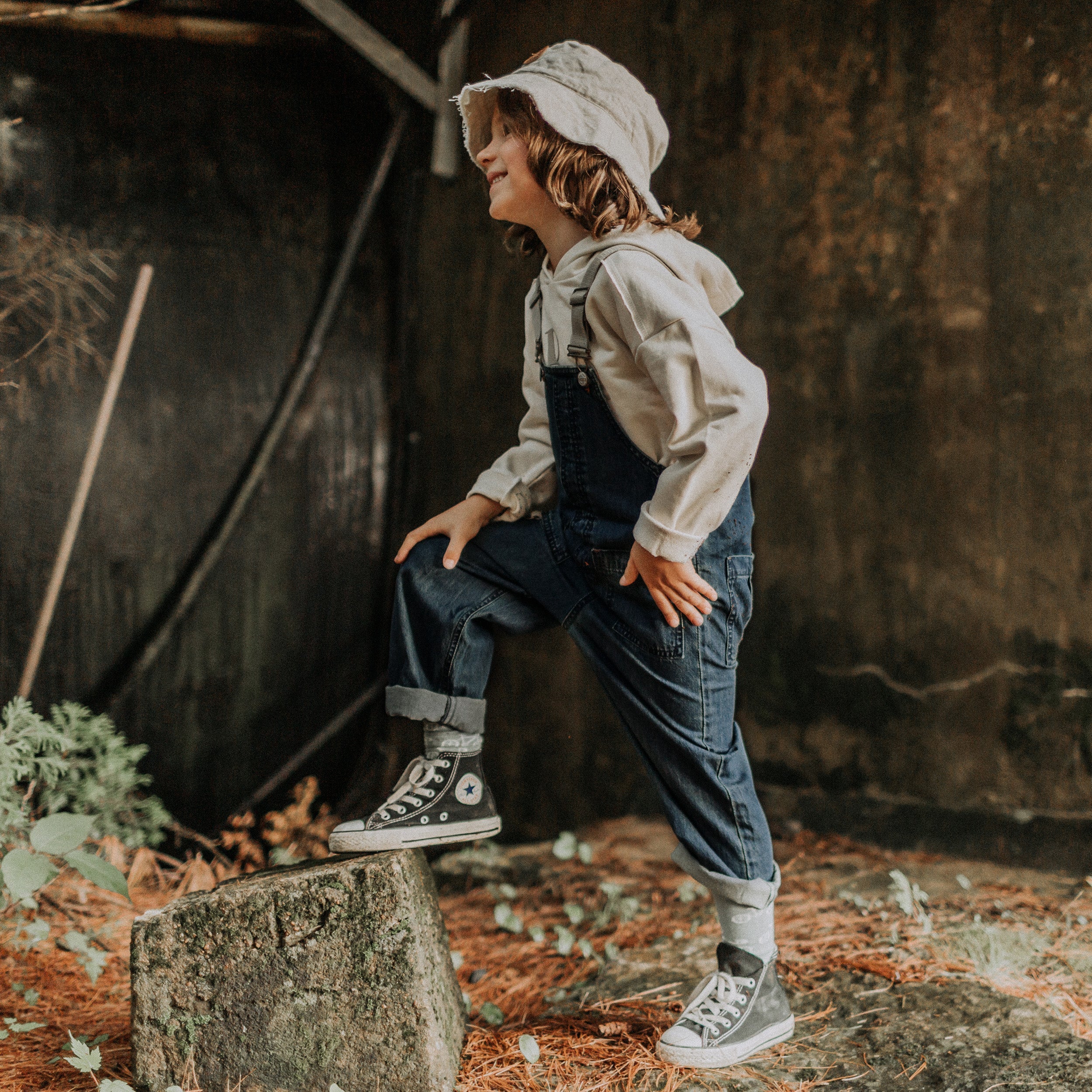 Denim long overall, child