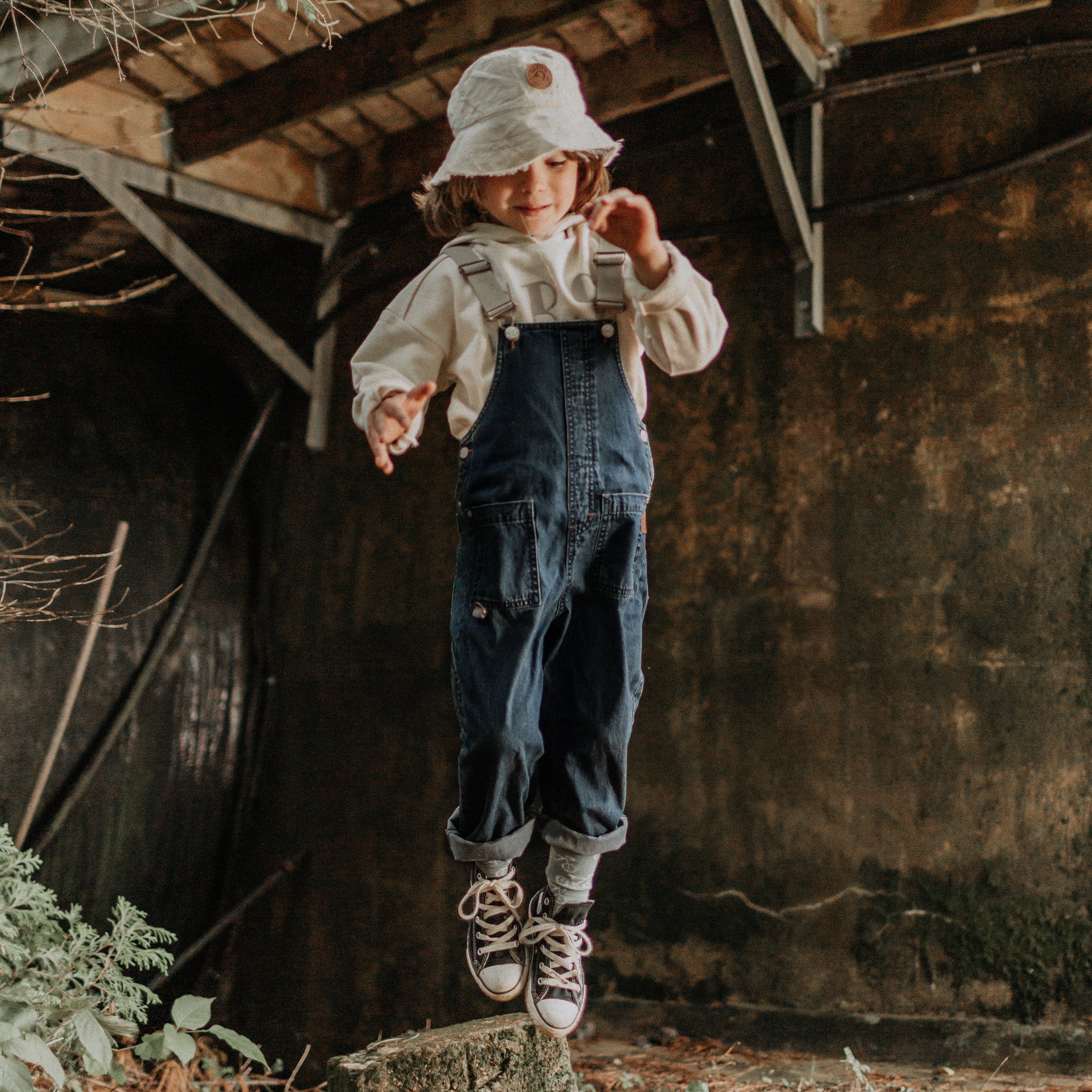 Denim long overall, child