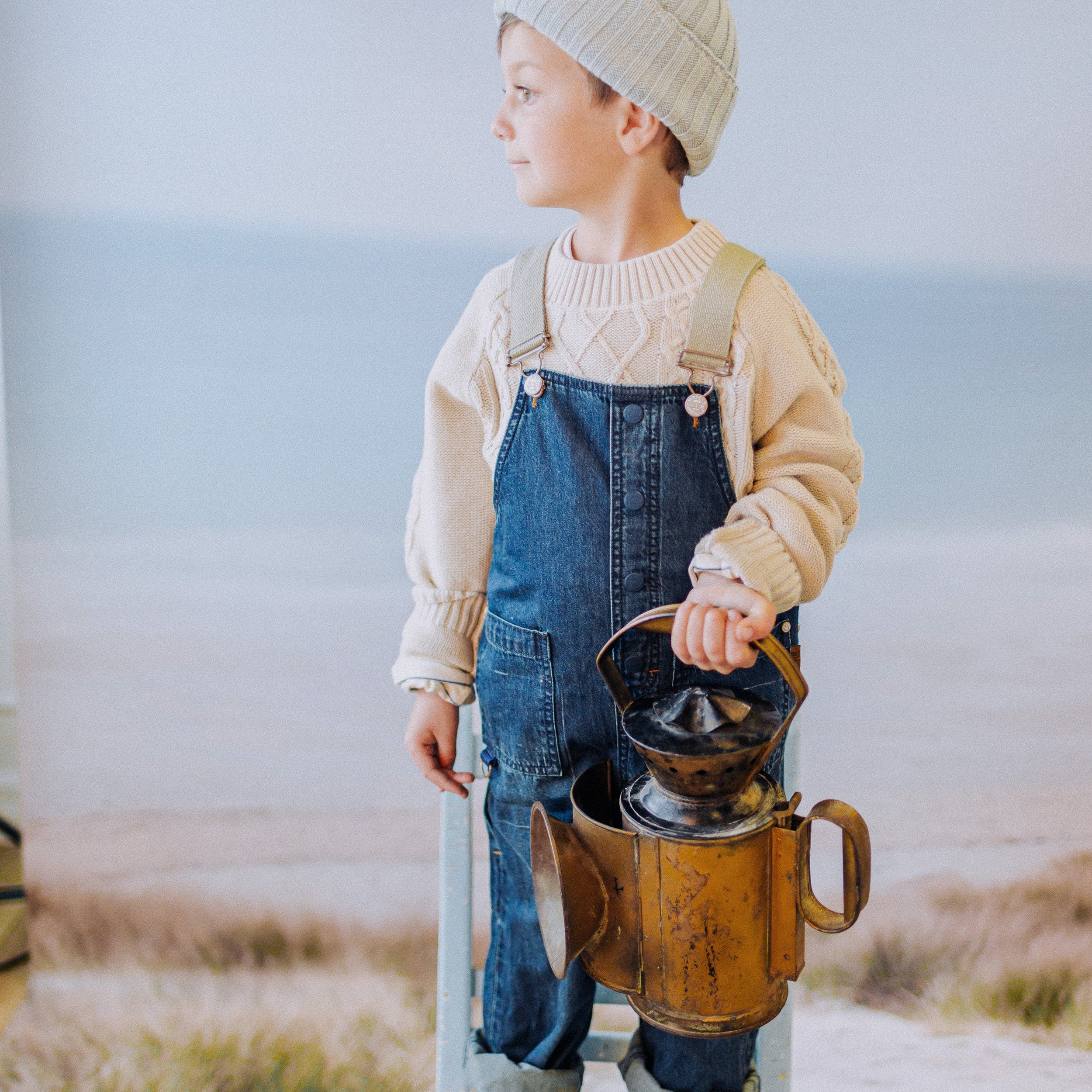 Denim long overall, child