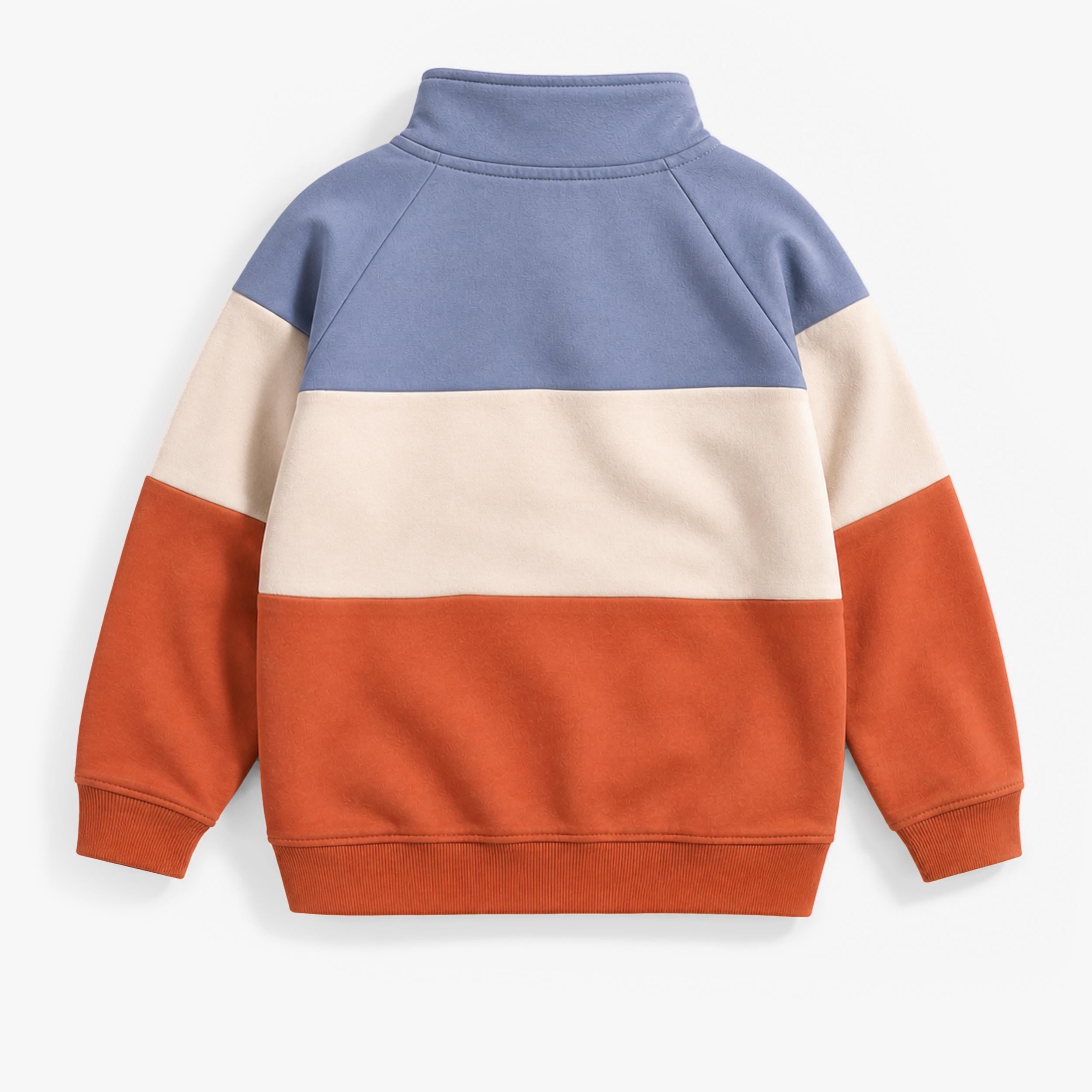 Dos sweat enfant garçon style colorblock avec col montant confortable et finitions casual modernes