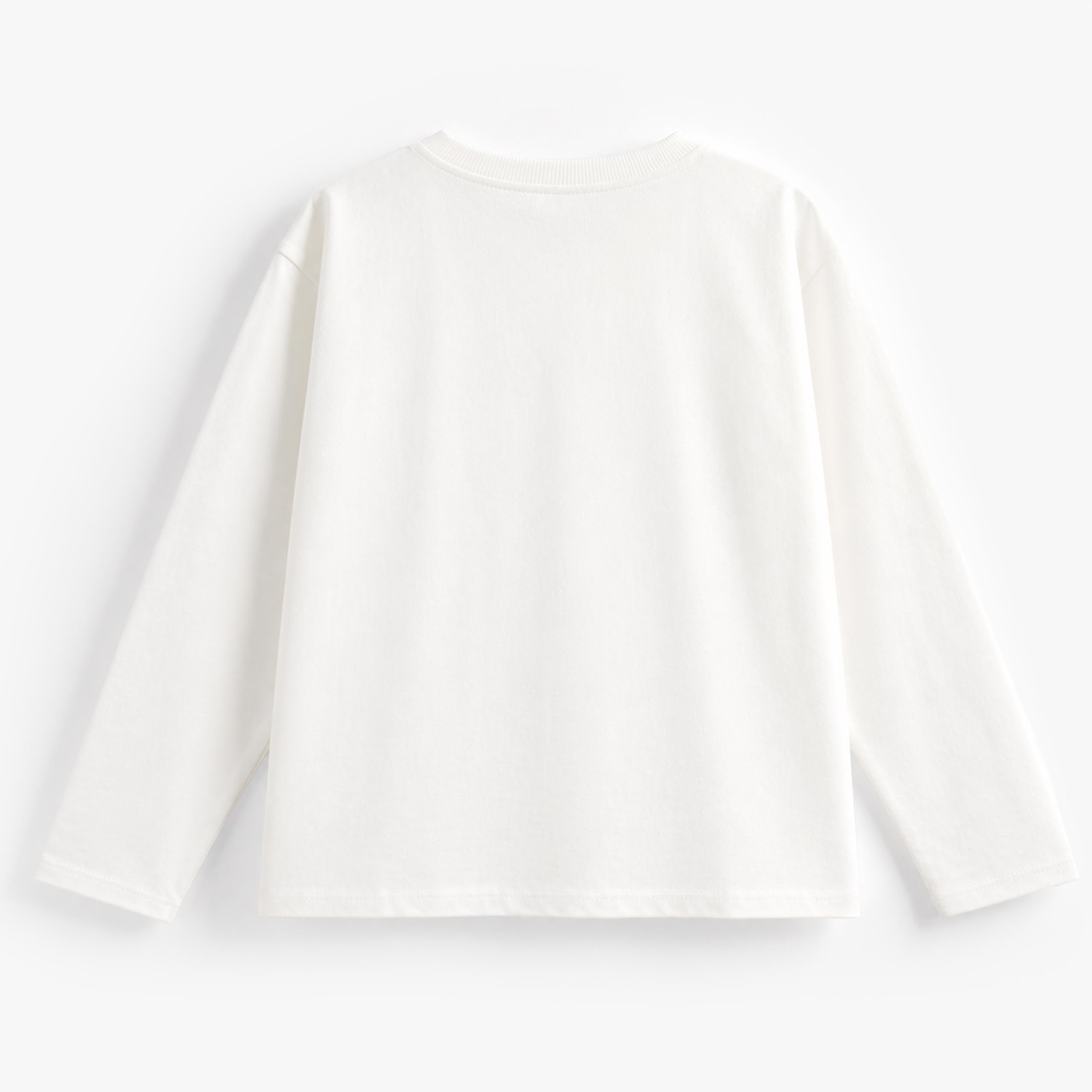 Dos t-shirt enfant fille blanc manches longues style minimaliste en coton doux