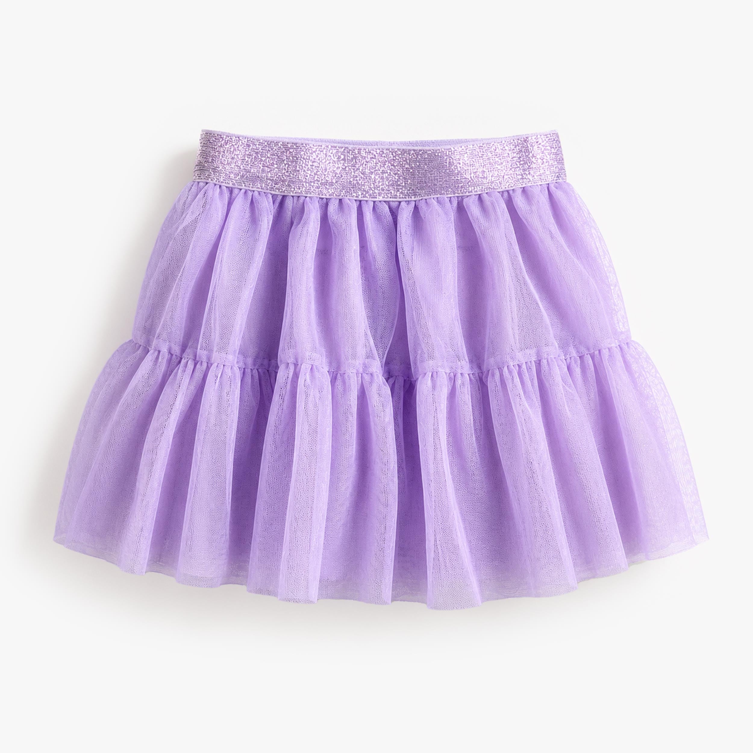 Jupe enfant fille en tulle violet avec coupe évasée, volants fluides et ceinture pailletée confortable - Souris Mini