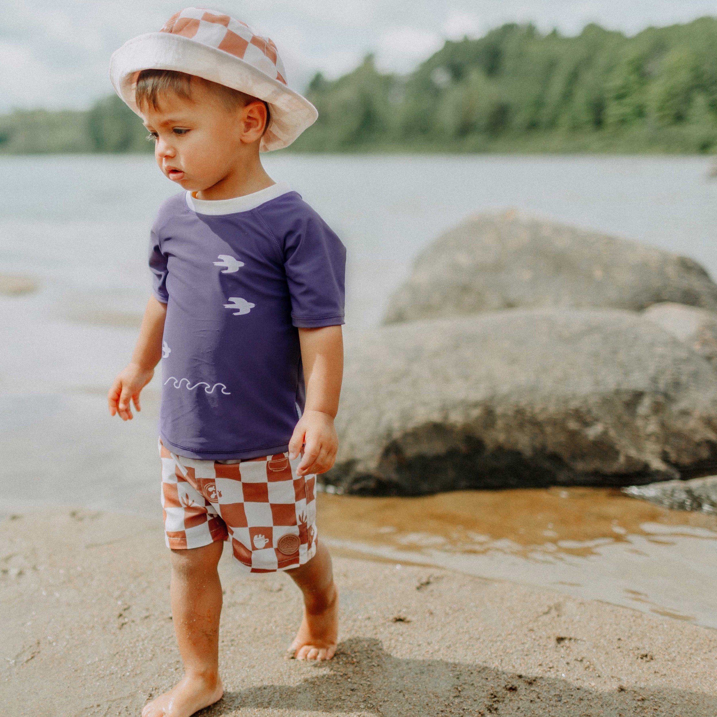 Purple bathing t-shirt with elbow sleeves, baby