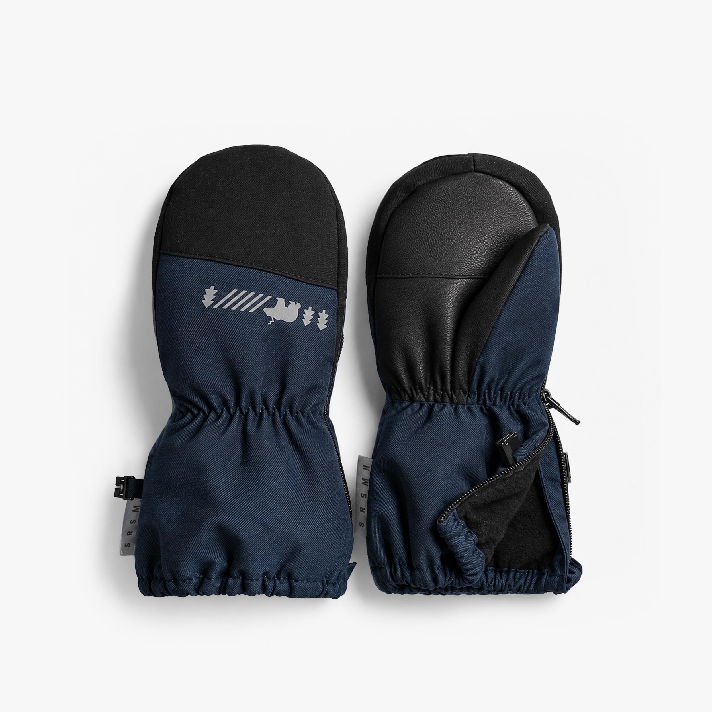 Mitaines de neige bleu marine pour bébé avec renfort noir imperméable. - Souris Mini