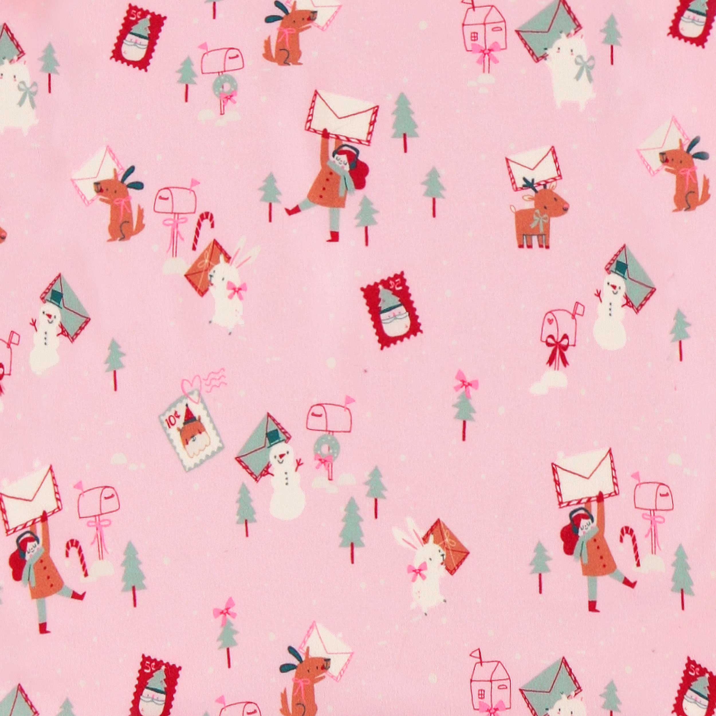 Zoom motifs de la robe de nuit rose à motifs des Fêtes, enfant