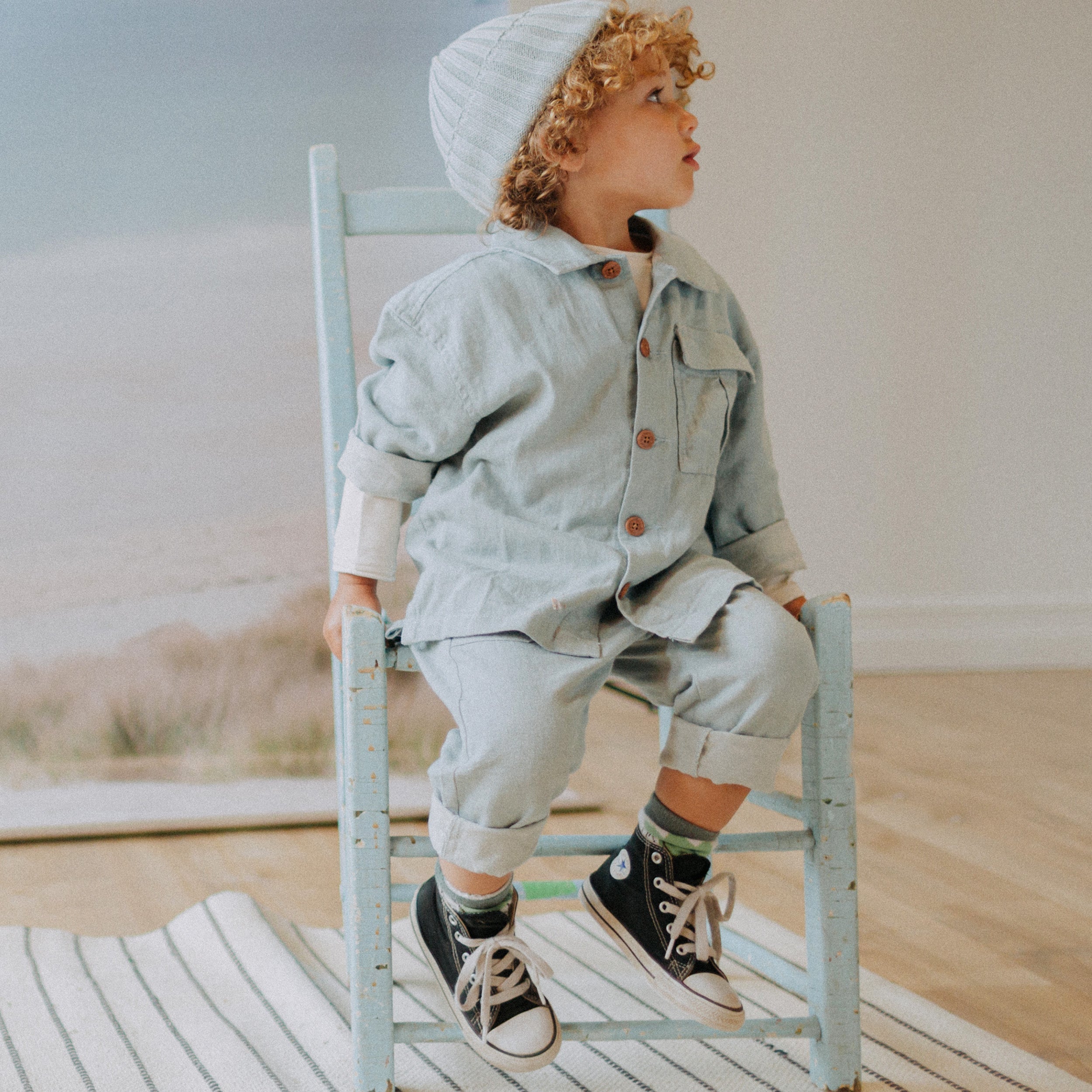 Blue toque in knit, child