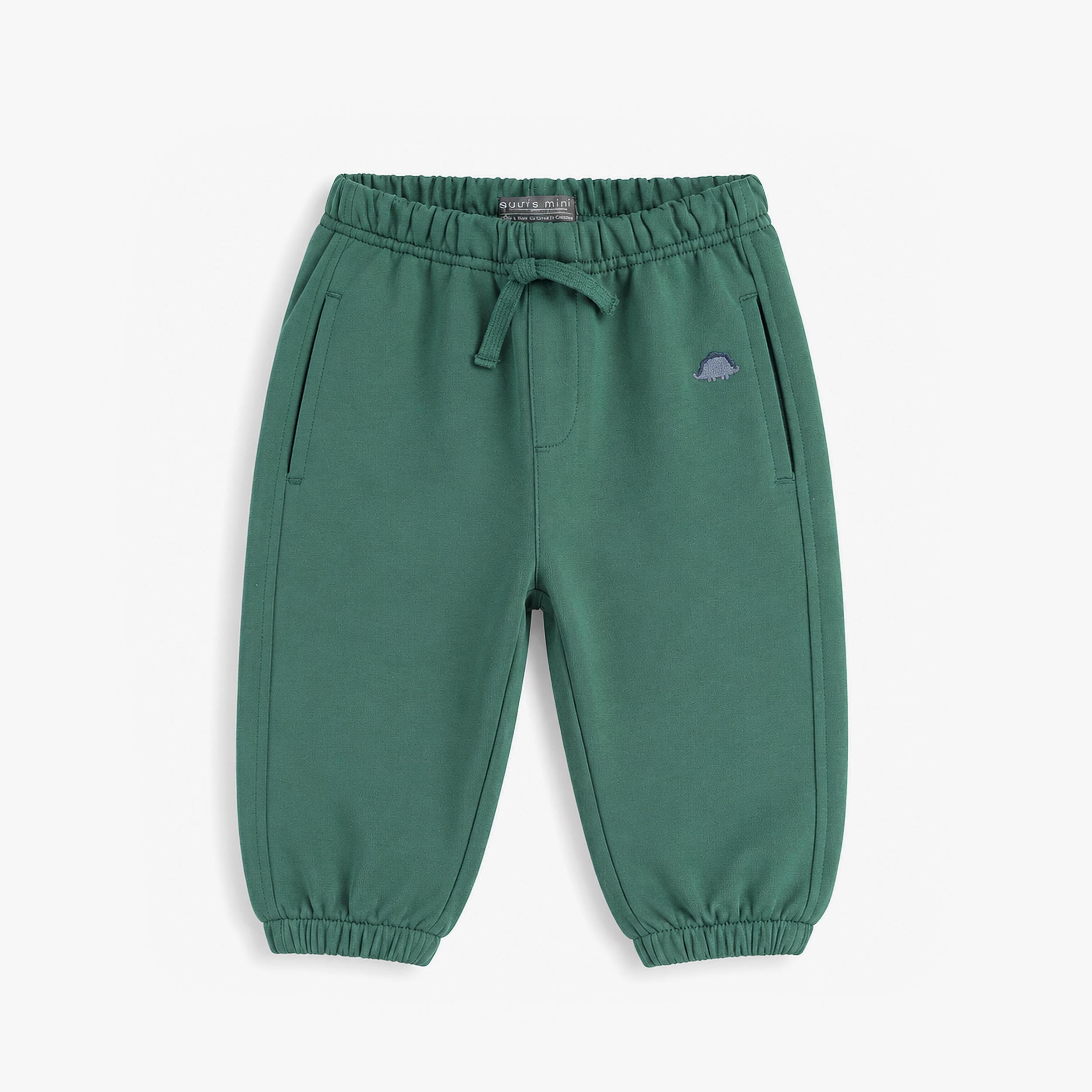 Pantalon jogging bébé vert sapin avec taille élastique et cordon ajustable - Souris Mini