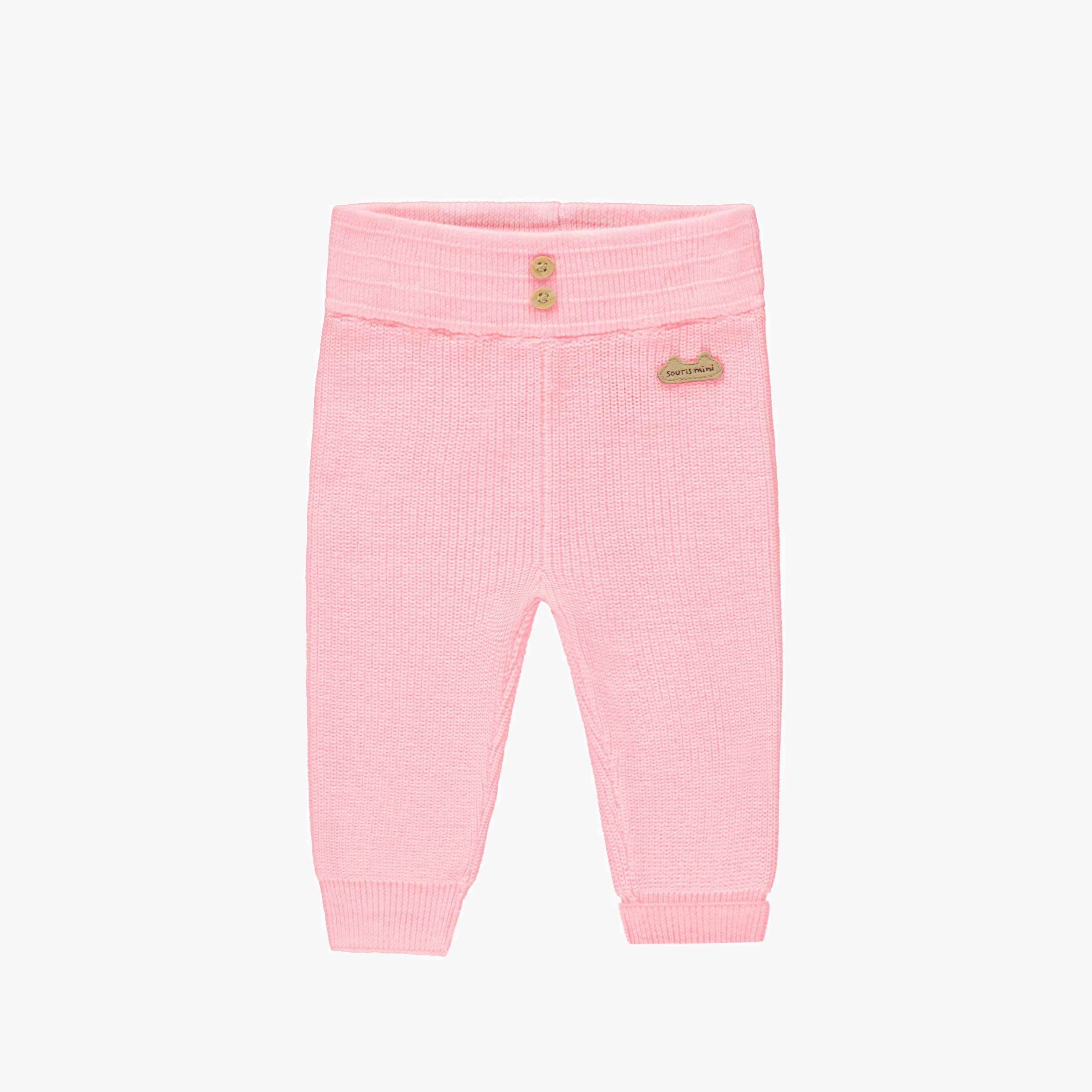 Pantalon  rose en maille pour naissance