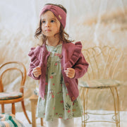 Bandeau de maille vieux rose en coton, bébé || Old pink knitted headband in cotton, baby