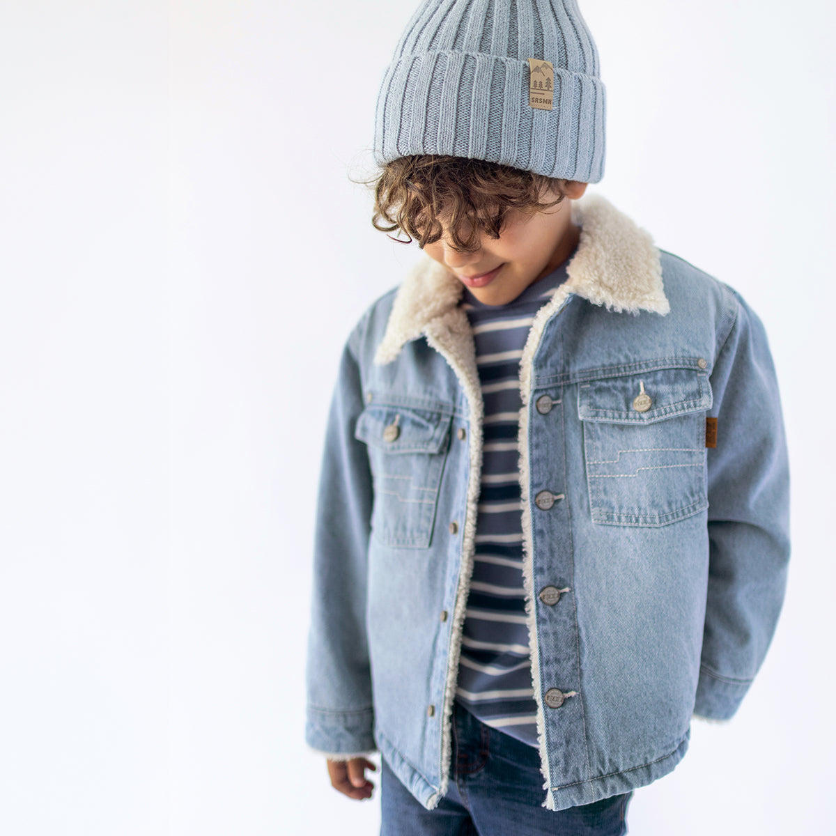 Blouson bleu en jean, enfant