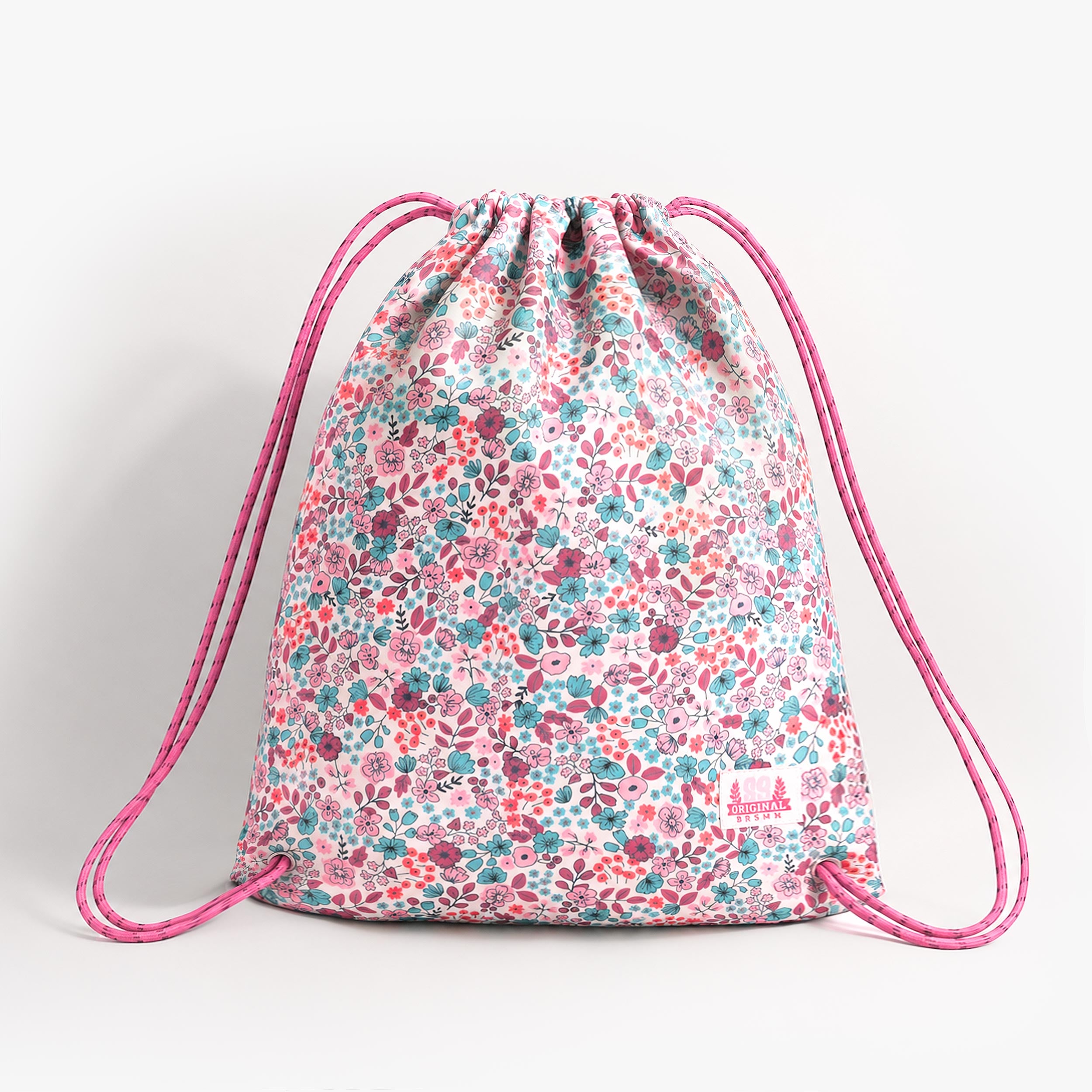 Sac à cordon enfant rose avec imprimé fleuri multicolore - Souris Mini