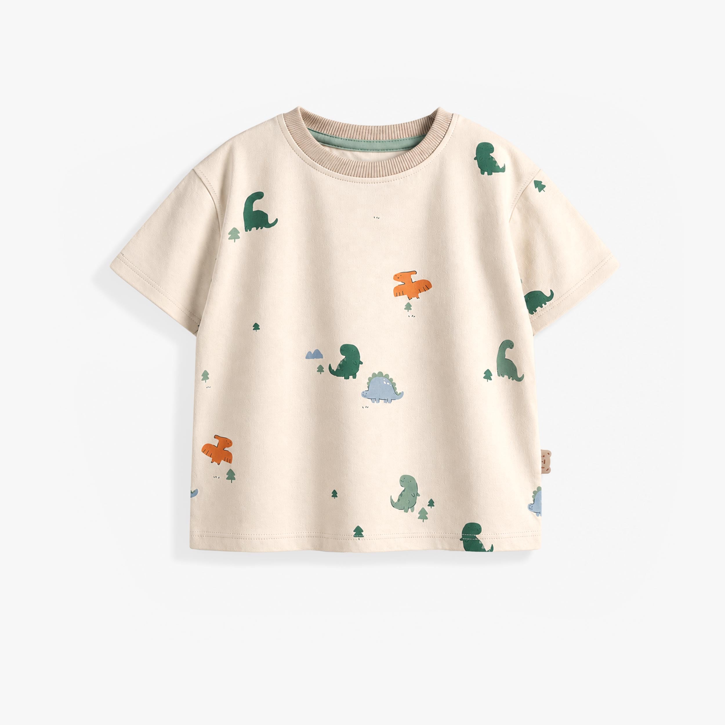 T-shirt bébé écru à manches courtes avec imprimé dinosaures colorés - Souris Mini