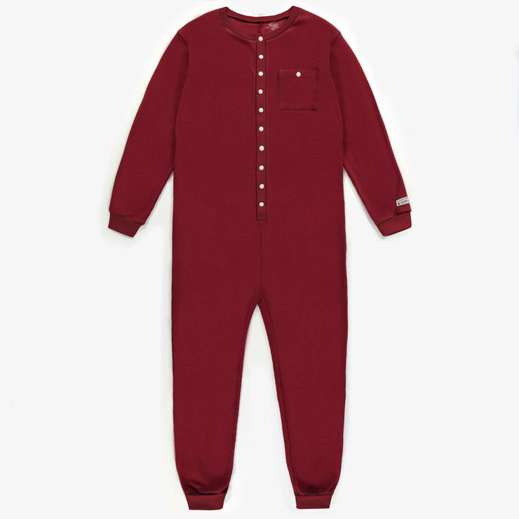 Pyjama une-pièce rouge des Fêtes en coton, adulte  || Red one-piece Holidays pyjamas in cotton, adult