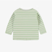 T-shirt ligné vert avec illustration, bébé  || Green striped t-shirt with illustration, baby