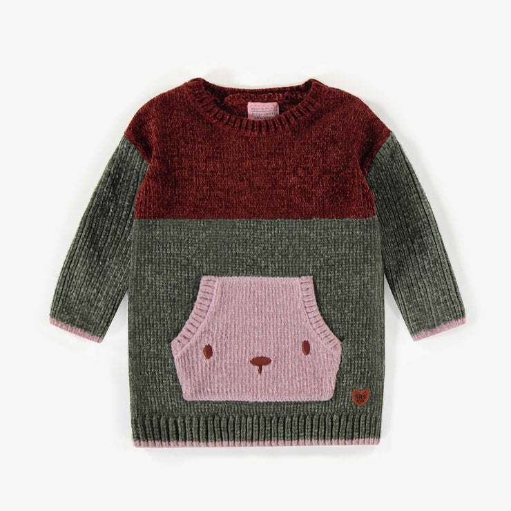 Robe de maille bloc de couleurs, bébé || Color block knitted dress, baby