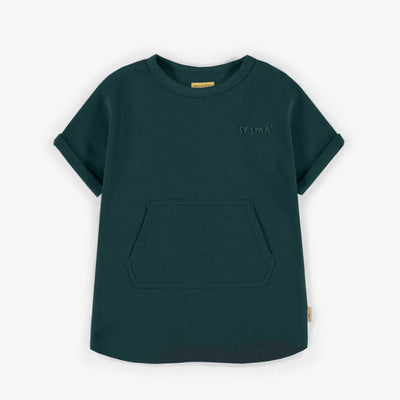 Robe t-shirt verte foncé à manches courtes, bébé || Dark green t-shirt dress with short sleeves, baby