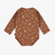 Cache-couche brun à motifs fleuri, bébé || Brown flowered bodysuit, baby