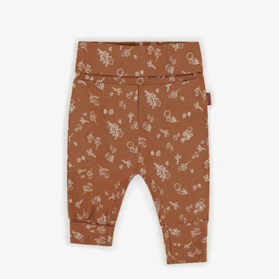 Pantalon évolutif brun à motifs fleuri, bébé || Brown flowered evolutive pant, baby