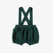 Salopette verte de maille à culotte courte, bébé || Green knitted overall with short pants, baby
