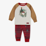 Pyjama des Fêtes évolutif rouge à motifs, bébé || Red patterned evolutive holiday pajama, baby