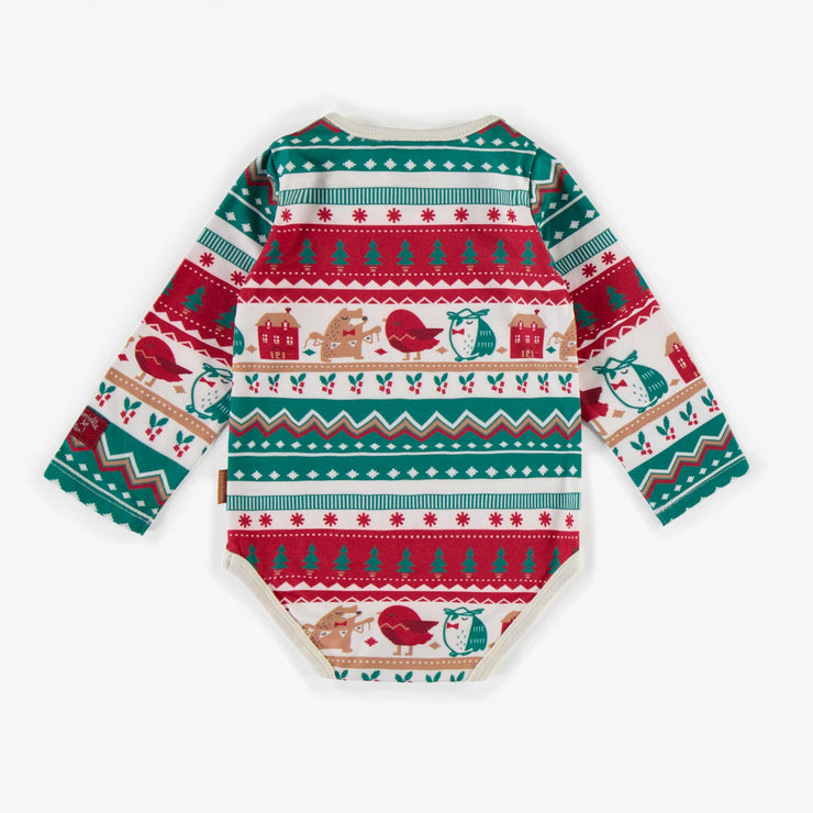 Cache-couche des Fêtes en polyester brossé, bébé  || Holiday bodysuit in brushed polyester, baby