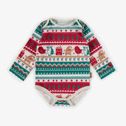 Cache-couche des Fêtes en polyester brossé, bébé  || Holiday bodysuit in brushed polyester, baby