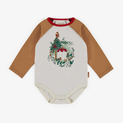 Cache-couche des Fêtes en coton, bébé  || Holiday bodysuit in cotton, baby