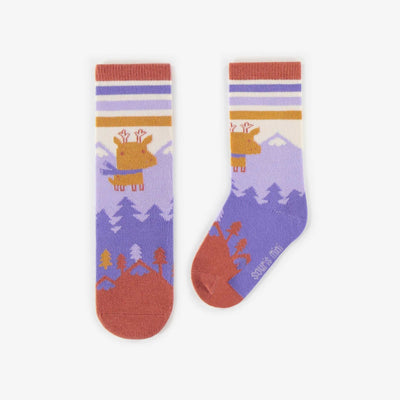 Chaussettes mauves jolies montagnes, bébé || Purple socks pretty mountains, baby