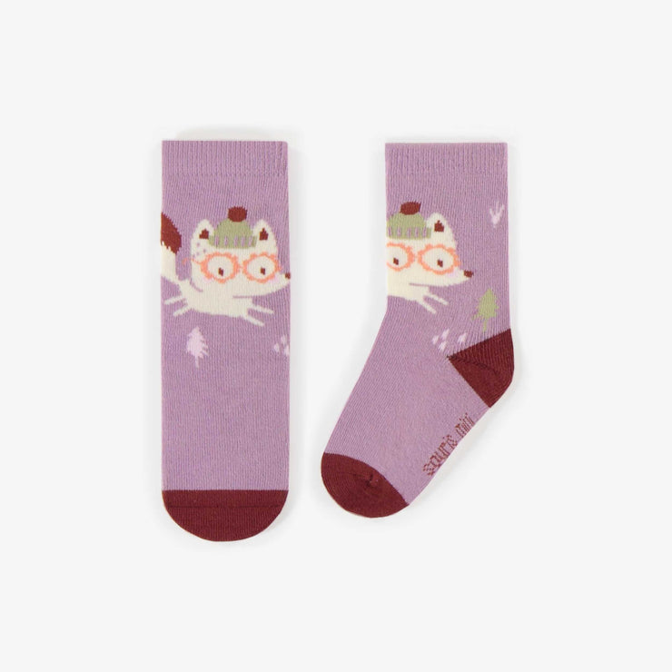 Chaussettes mauves jolis renards, bébé || Purple nice foxes socks, baby