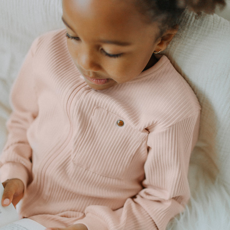 Pyjama une-pièce rose en coton, enfant  || Pink one-piece pajamas in cotton, child