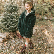 Manteau vert en fausse fourrure réversible, enfant || Reversible faux fur green coat, child