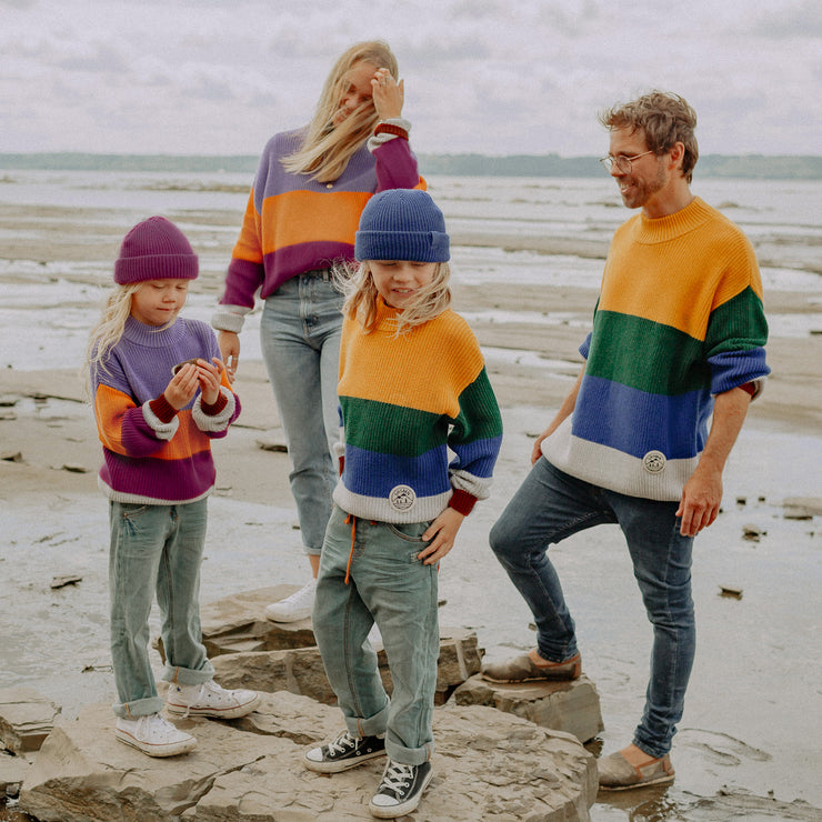 Chandail de maille ligné multicolore, adulte  || Multicolor striped sweater, adult