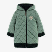 Manteau vert en fausse fourrure réversible, enfant || Reversible faux fur green coat, child