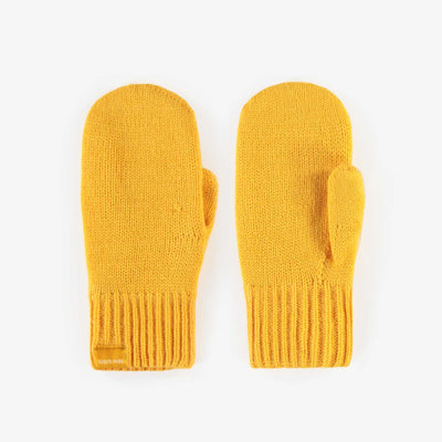 Mitaines jaunes en maille, enfant || Yellow mittens in knit, child