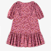 Robe rose à fleurs en viscose, enfant || Pink dress with flowers in viscose, child