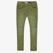Pantalon vert en denim extensible coupe ajustée, enfant || Green stretch denim trousers with fitted fit, child