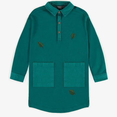 Robe tunique verte à col polo, enfant  || Green tunic dress with polo neck, child