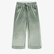 Pantalon vert à jambes larges en velours tapé, enfant || Green wide-leg crushed velvet pants, child