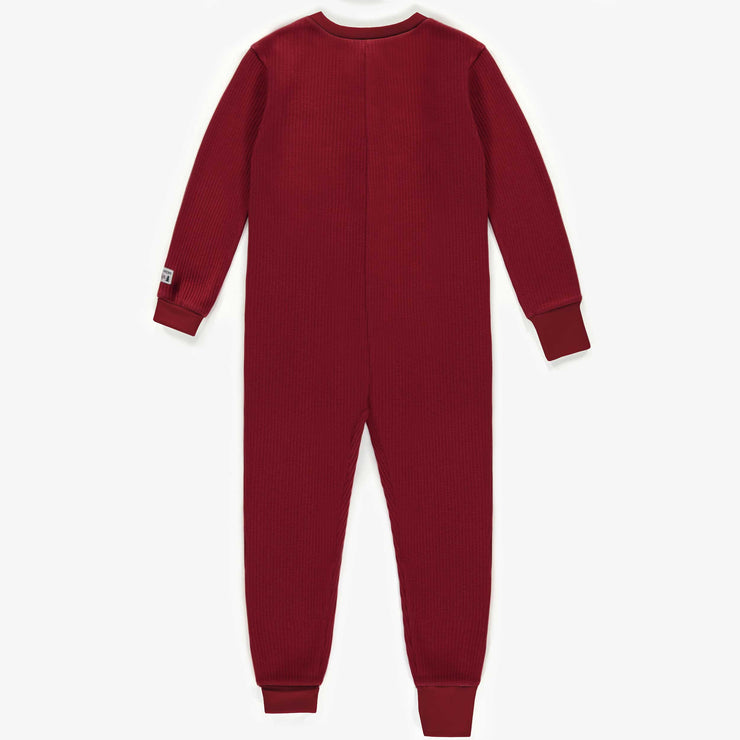 Pyjama une-pièce évolutif rouge des Fêtes en tricot côtelé, enfant || Holiday red evolutive one-piece pajamas in ribbed knit, child