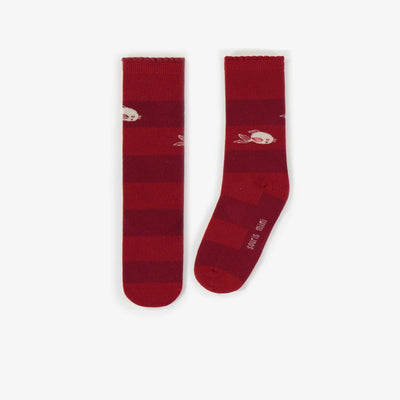 Chaussettes rouges drôles de poissons, enfant || Red funny fishes socks, child
