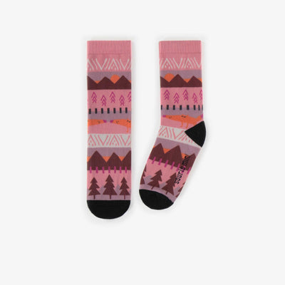 Chaussettes mauves à motifs, enfant || Purple patterned socks, child